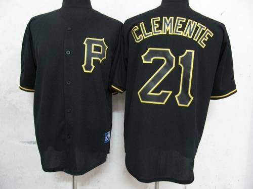 Pirates #21 Roberto Clemente Black Fashion Stitched MLB Jersey